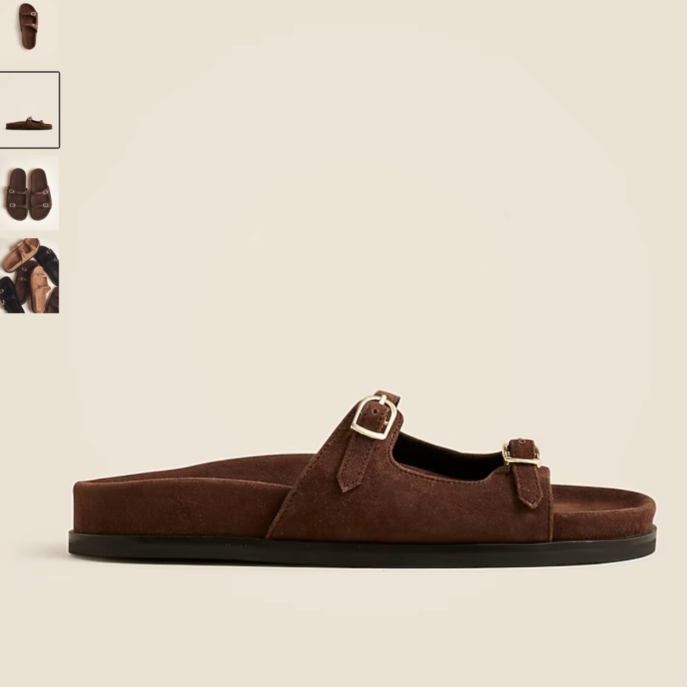 J. Crew New Colbie buckle sandals in suede brown size 8 - Picture 3 of 11